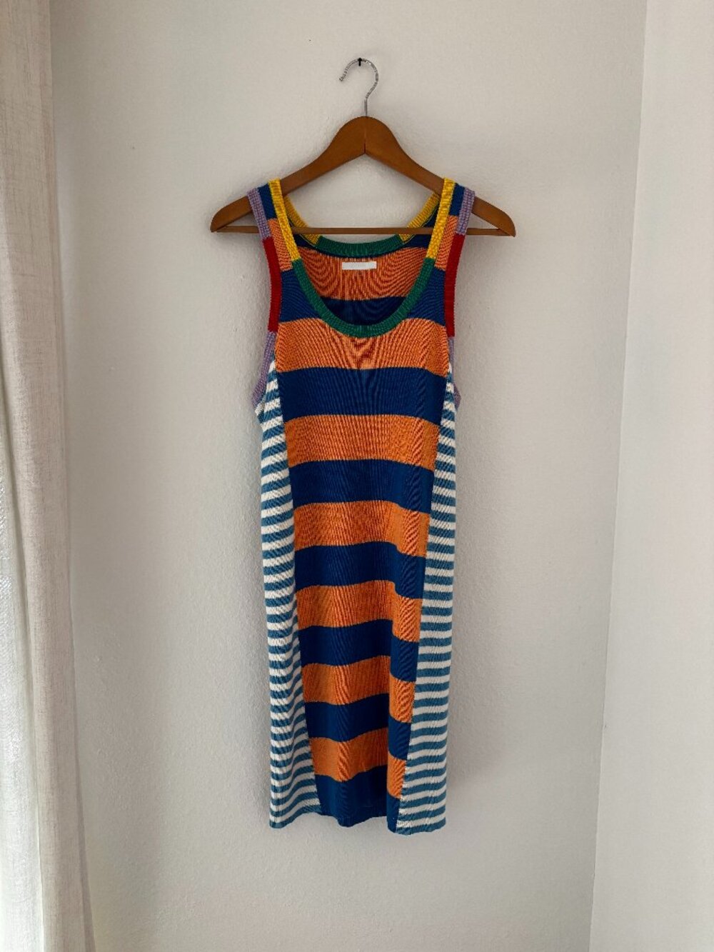 MOTHER Chin Ups Knit Tank Dress Stripe Colorblock Mini Dress Women's Medium - Picture 1 of 12